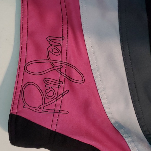 Ron Jon surf shop women's 9 black with pink & white stripes board shorts - Picture 3 of 5